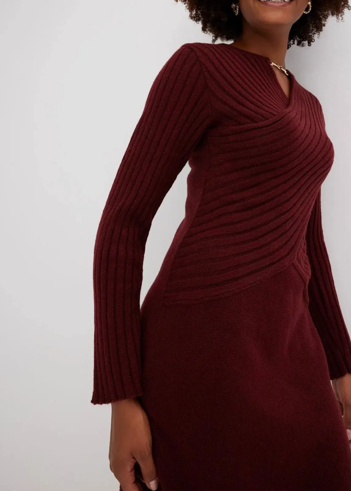 bonprix Bekleidung·Umstandsmode|Strickmode^Strickkleid rubinrot