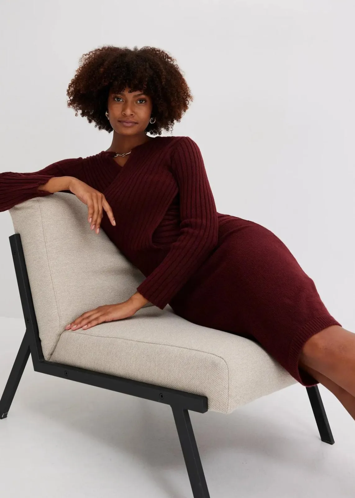 bonprix Bekleidung·Umstandsmode|Strickmode^Strickkleid rubinrot