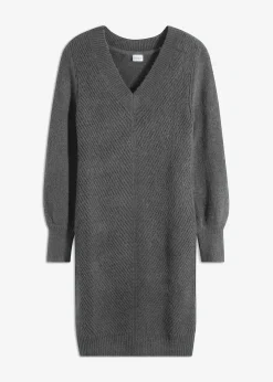 bonprix Kleider|Strickmode^Strickkleid anthrazit meliert