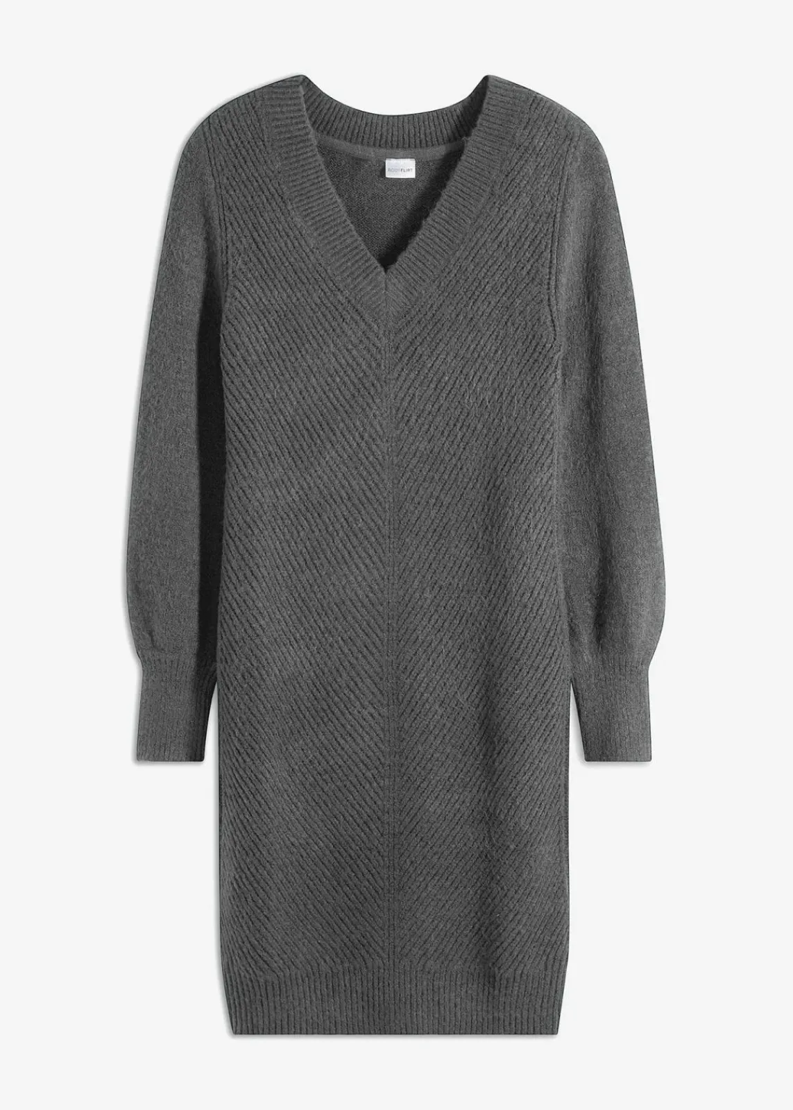 bonprix Kleider|Strickmode^Strickkleid anthrazit meliert