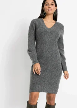 bonprix Kleider|Strickmode^Strickkleid anthrazit meliert