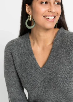 bonprix Kleider|Strickmode^Strickkleid anthrazit meliert