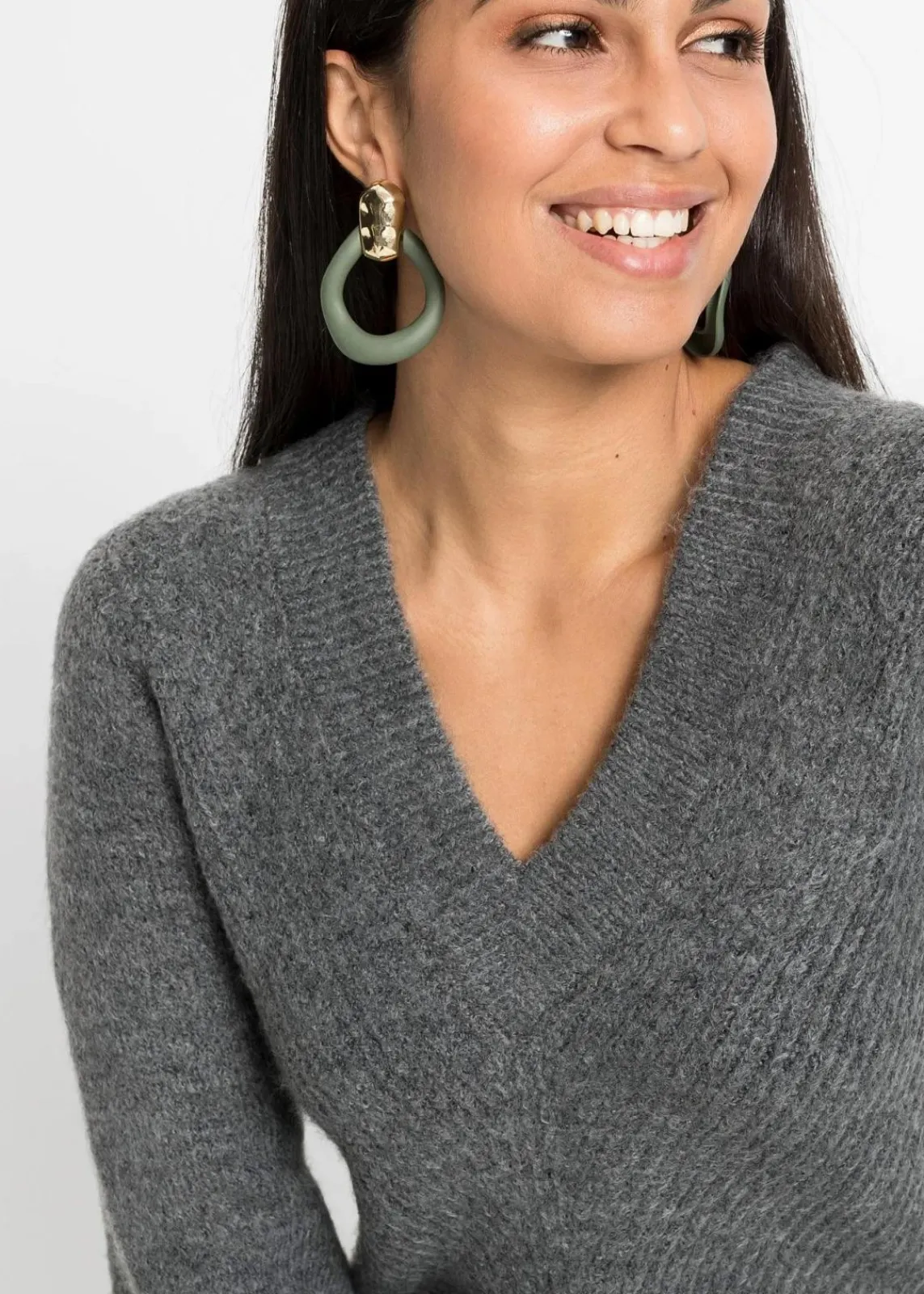bonprix Kleider|Strickmode^Strickkleid anthrazit meliert