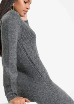 bonprix Kleider|Strickmode^Strickkleid anthrazit meliert