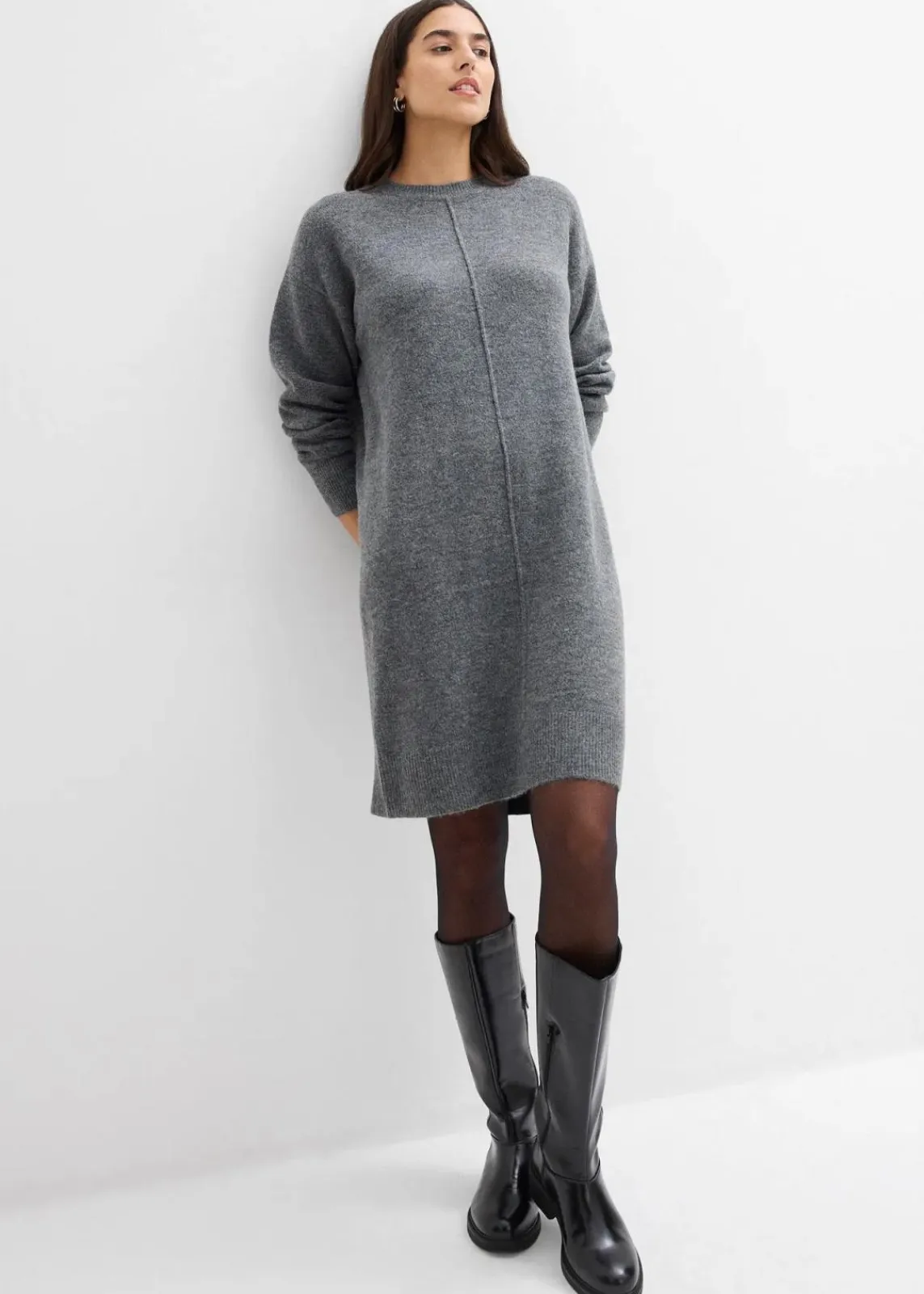 bonprix Bekleidung·Umstandsmode|Strickmode^Strickkleid anthrazit meliert