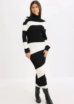 bonprix Bekleidung·Umstandsmode|Bekleidung·Pullover & Strickjacken^Strickkleid schwarz/weiß
