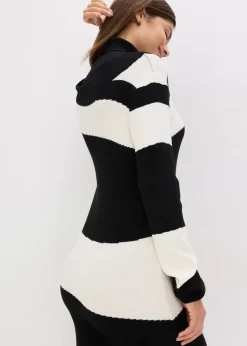 bonprix Bekleidung·Umstandsmode|Bekleidung·Pullover & Strickjacken^Strickkleid schwarz/weiß