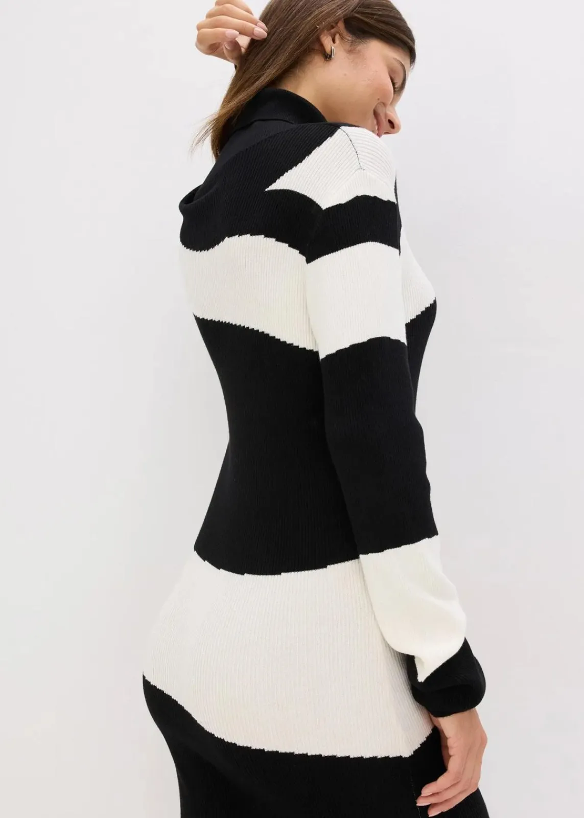 bonprix Bekleidung·Umstandsmode|Bekleidung·Pullover & Strickjacken^Strickkleid schwarz/weiß