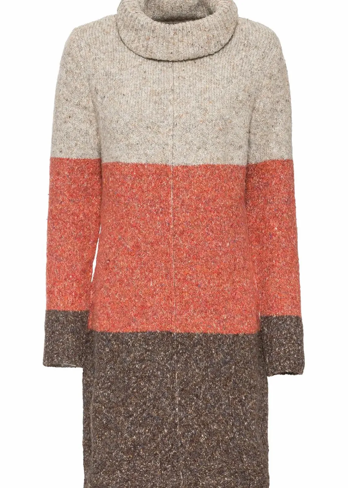 bonprix Bekleidung·Umstandsmode|Bekleidung·Pullover & Strickjacken^Strickkleid dunkelbraun/orange/beige meliert