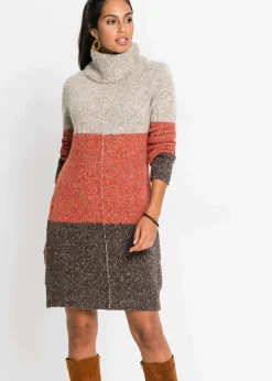 bonprix Bekleidung·Umstandsmode|Bekleidung·Pullover & Strickjacken^Strickkleid dunkelbraun/orange/beige meliert