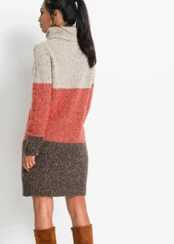 bonprix Bekleidung·Umstandsmode|Bekleidung·Pullover & Strickjacken^Strickkleid dunkelbraun/orange/beige meliert