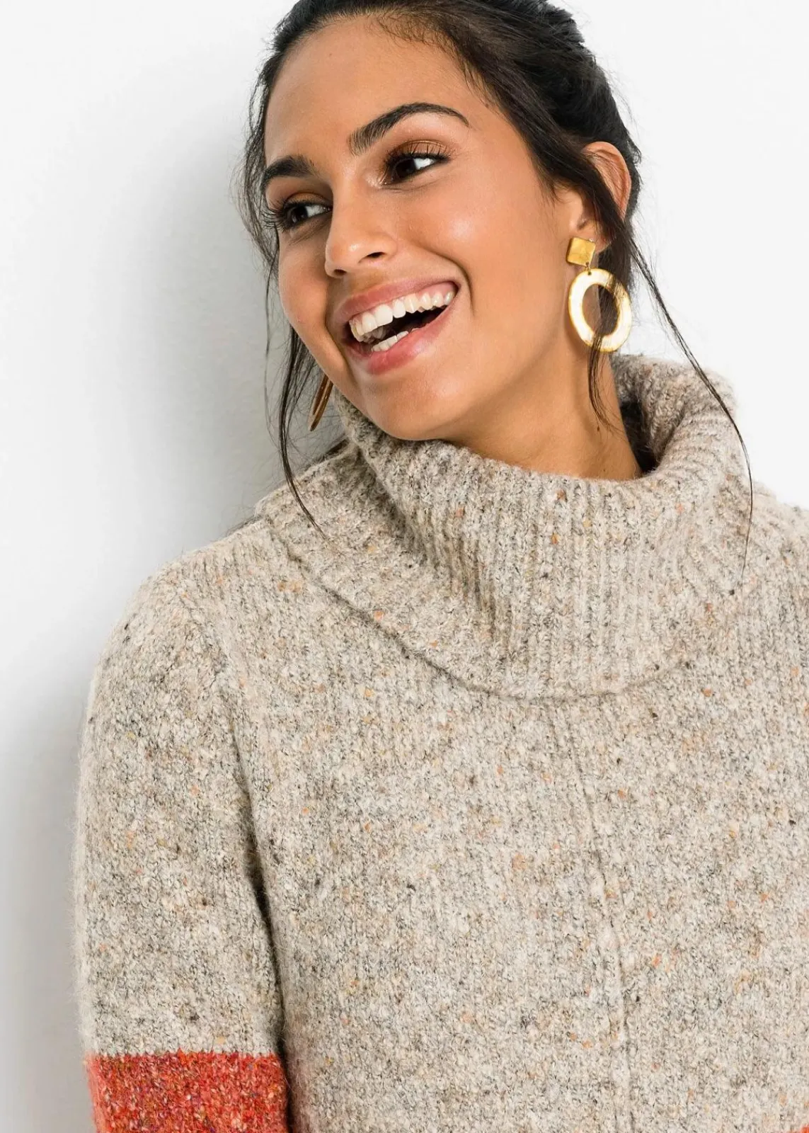 bonprix Bekleidung·Umstandsmode|Bekleidung·Pullover & Strickjacken^Strickkleid dunkelbraun/orange/beige meliert