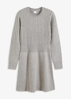 bonprix Kleider|Strickmode^Strickkleid grau meliert