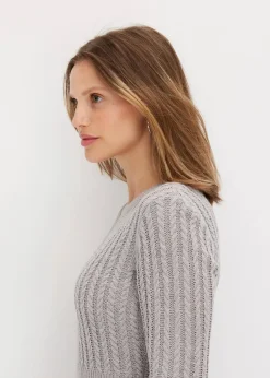 bonprix Kleider|Strickmode^Strickkleid grau meliert