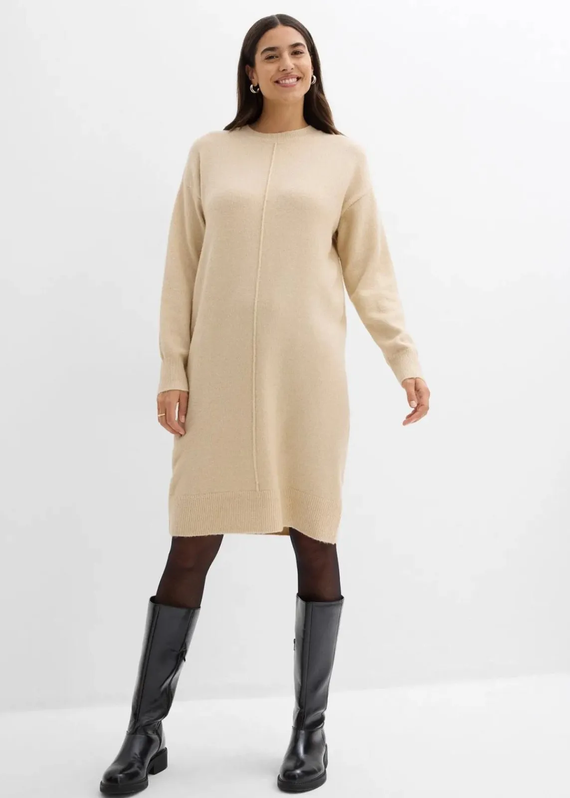 bonprix Bekleidung·Umstandsmode|Strickmode^Strickkleid kieselbeige meliert