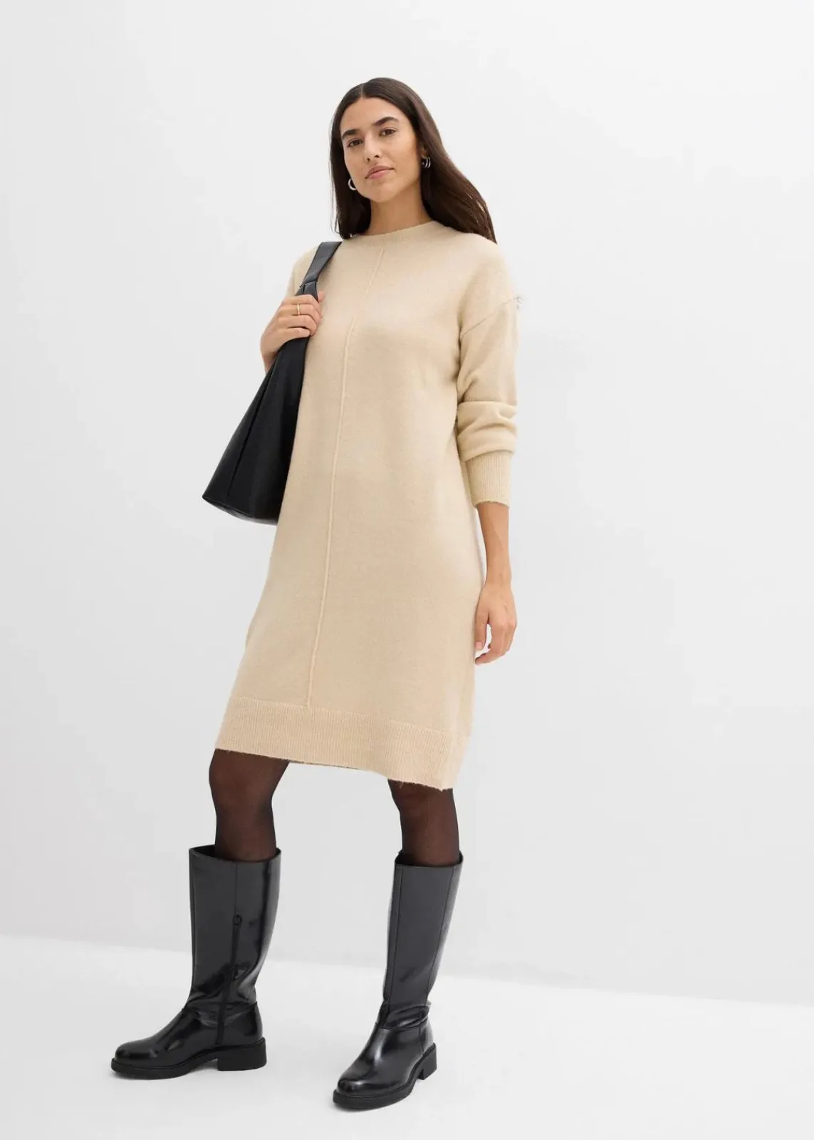 bonprix Bekleidung·Umstandsmode|Strickmode^Strickkleid kieselbeige meliert