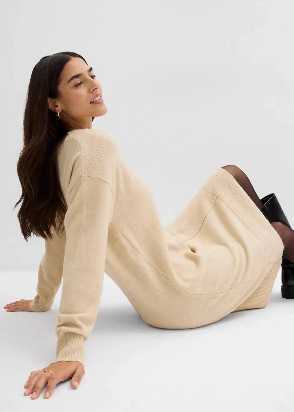 bonprix Bekleidung·Umstandsmode|Strickmode^Strickkleid kieselbeige meliert