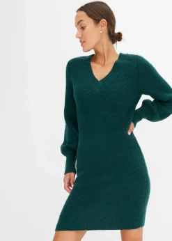 bonprix Bekleidung·Umstandsmode|Bekleidung·Pullover & Strickjacken^Strickkleid tiefgrün