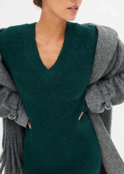 bonprix Bekleidung·Umstandsmode|Bekleidung·Pullover & Strickjacken^Strickkleid tiefgrün