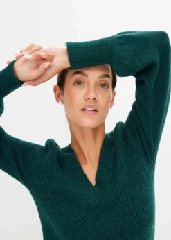 bonprix Bekleidung·Umstandsmode|Bekleidung·Pullover & Strickjacken^Strickkleid tiefgrün