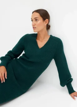 bonprix Bekleidung·Umstandsmode|Bekleidung·Pullover & Strickjacken^Strickkleid tiefgrün