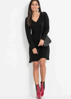 bonprix Kleider|Strickmode^Strickkleid schwarz
