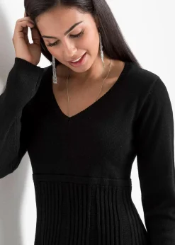 bonprix Kleider|Strickmode^Strickkleid schwarz