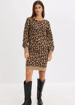 bonprix Kleider|Strickmode^Strickkleid beige leo