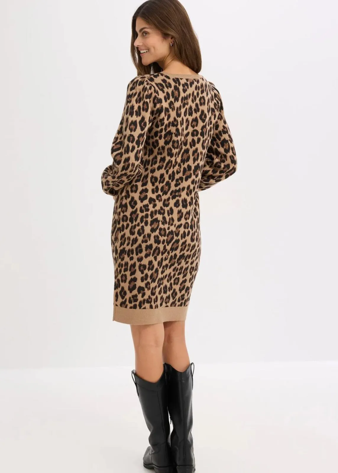 bonprix Kleider|Strickmode^Strickkleid beige leo