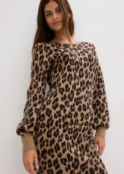 bonprix Kleider|Strickmode^Strickkleid beige leo