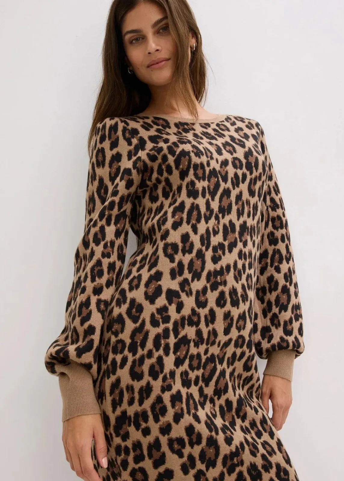 bonprix Kleider|Strickmode^Strickkleid beige leo