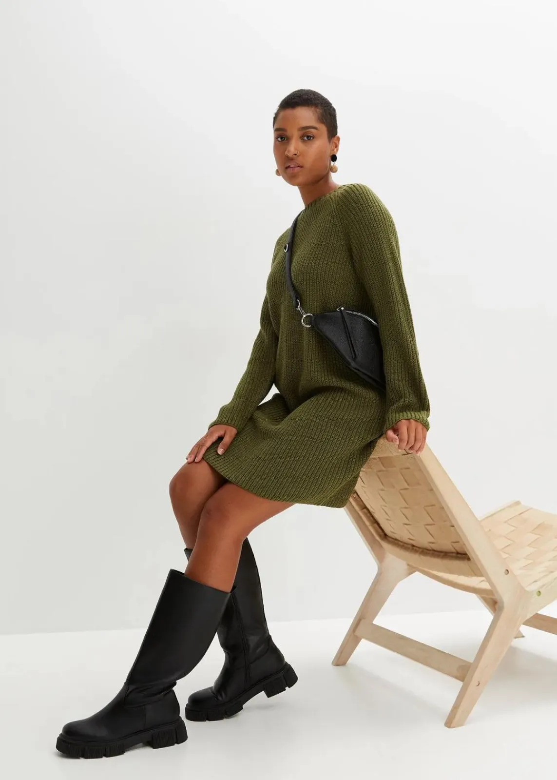 bonprix Bekleidung·Umstandsmode|Strickmode^Strickkleid dunkelkhaki