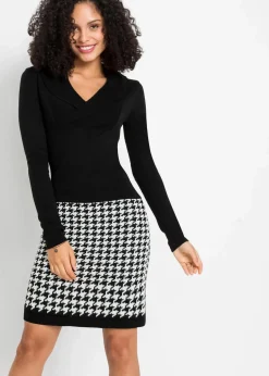 bonprix Bekleidung·Umstandsmode|Bekleidung·Pullover & Strickjacken^Strickkleid schwarz/wollweiß