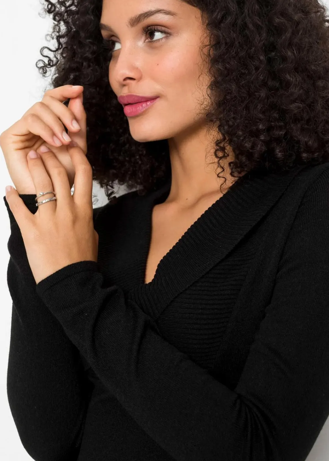 bonprix Bekleidung·Umstandsmode|Bekleidung·Pullover & Strickjacken^Strickkleid schwarz/wollweiß