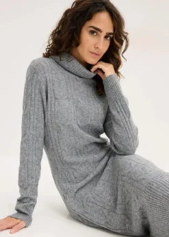 bonprix Bekleidung·Umstandsmode|Strickmode^Strickkleid grau meliert