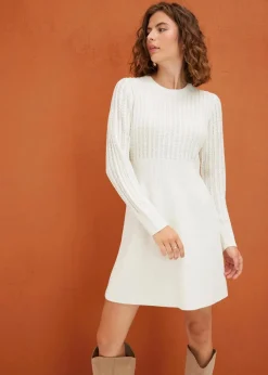 bonprix Bekleidung·Umstandsmode|Kleider^Strickkleid wollweiß