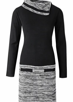 bonprix Strickmode|Kleider^Strickkleid schwarz/grau meliert
