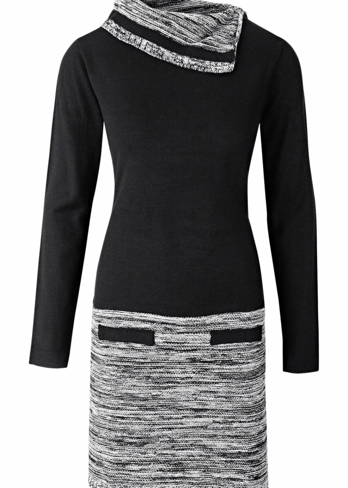 bonprix Strickmode|Kleider^Strickkleid schwarz/grau meliert