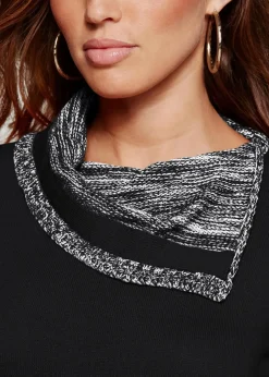 bonprix Strickmode|Kleider^Strickkleid schwarz/grau meliert