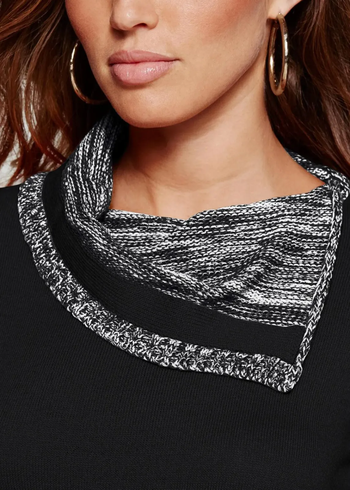 bonprix Strickmode|Kleider^Strickkleid schwarz/grau meliert