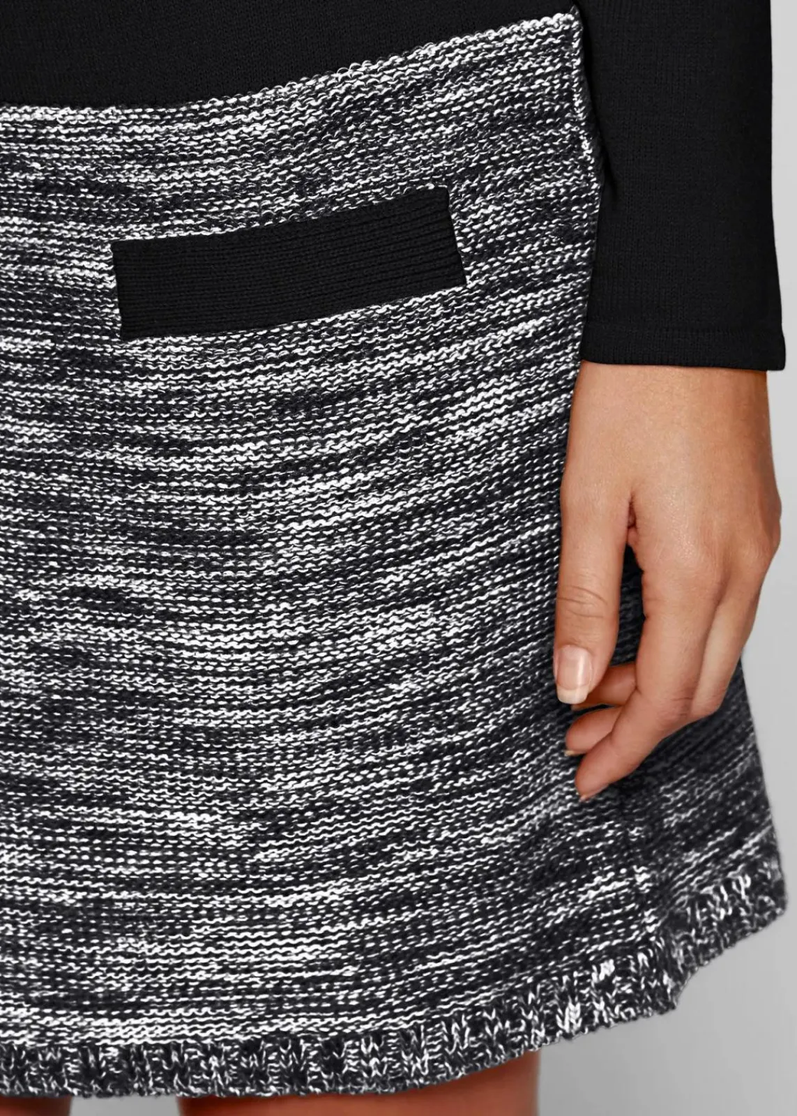 bonprix Strickmode|Kleider^Strickkleid schwarz/grau meliert