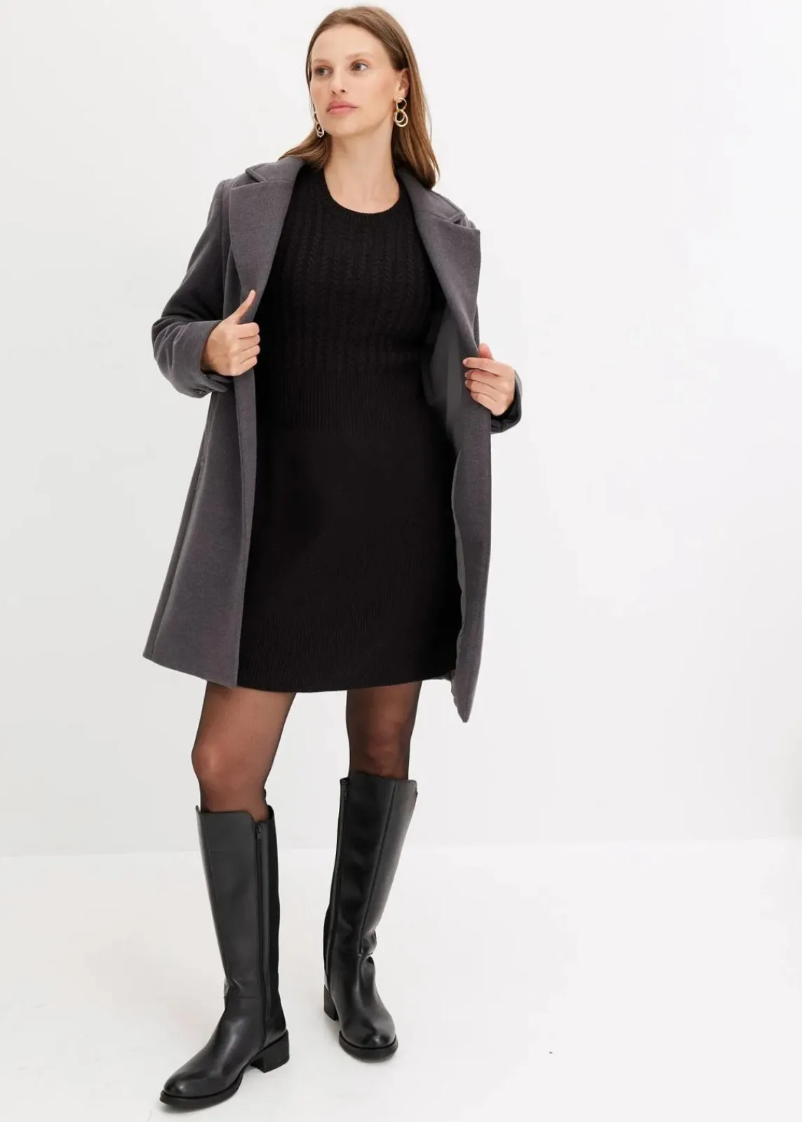 bonprix Bekleidung·Umstandsmode|Kleider^Strickkleid schwarz