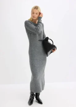 bonprix Strickmode|Kleider^Strickkleid anthrazit meliert meliert