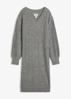 bonprix Bekleidung·Umstandsmode|Bekleidung·Pullover & Strickjacken^Strickkleid grau meliert