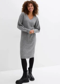 bonprix Bekleidung·Umstandsmode|Bekleidung·Pullover & Strickjacken^Strickkleid grau meliert