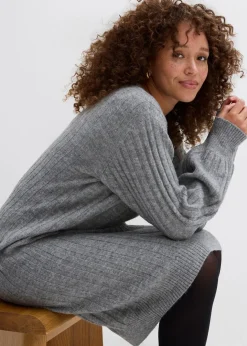 bonprix Bekleidung·Umstandsmode|Bekleidung·Pullover & Strickjacken^Strickkleid grau meliert