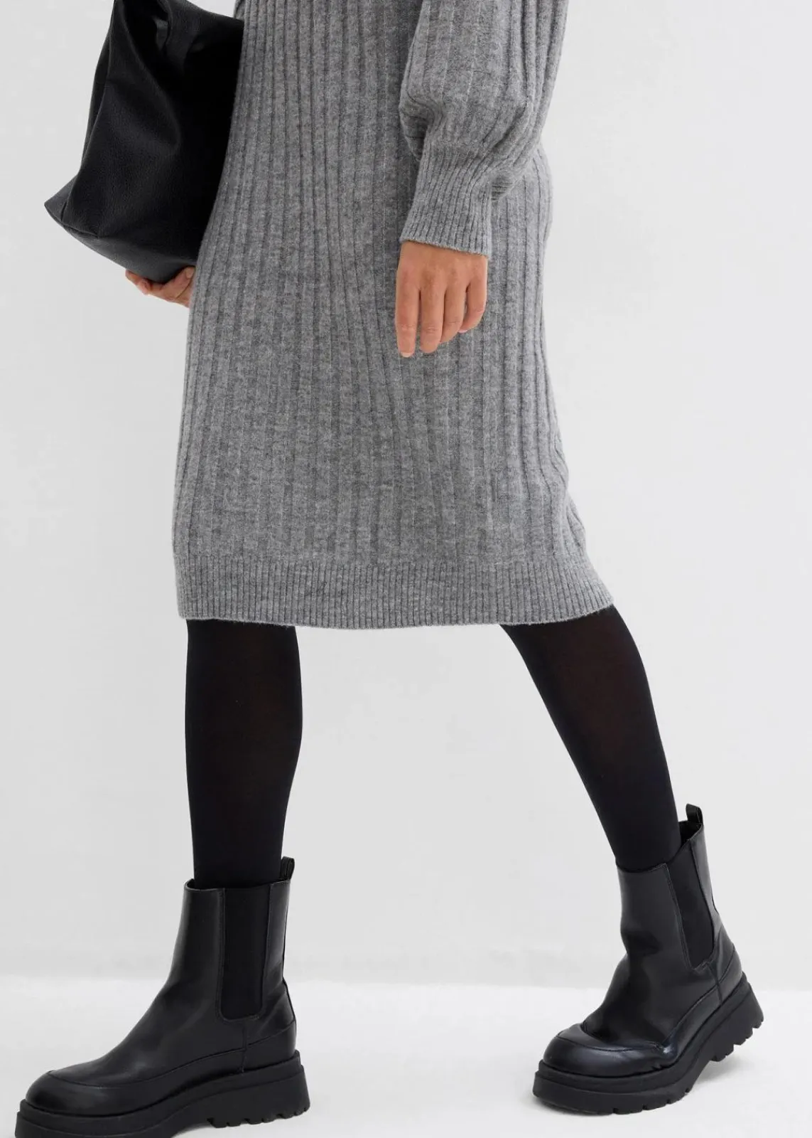 bonprix Bekleidung·Umstandsmode|Bekleidung·Pullover & Strickjacken^Strickkleid grau meliert