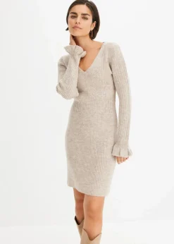 bonprix Kleider|Strickmode^Strickkleid sand meliert