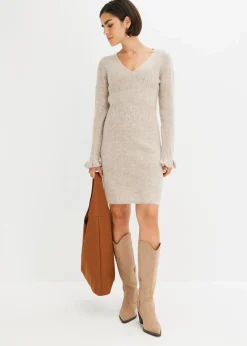 bonprix Kleider|Strickmode^Strickkleid sand meliert