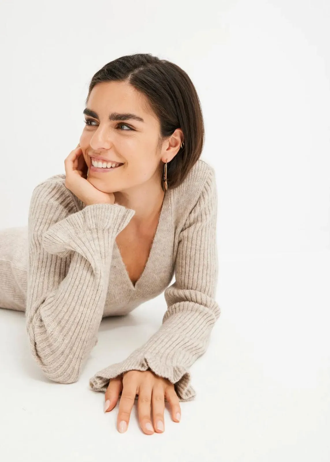 bonprix Kleider|Strickmode^Strickkleid sand meliert
